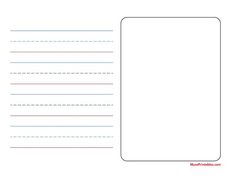 Printable Blue And Red Story Handwriting Paper 1 Inch Landscape For