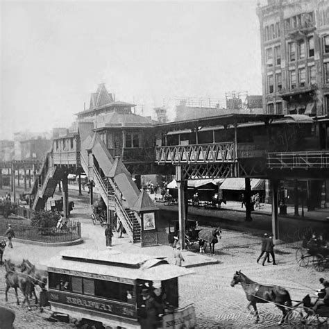 Elevated Station On A Busy Street Nyc In 1870