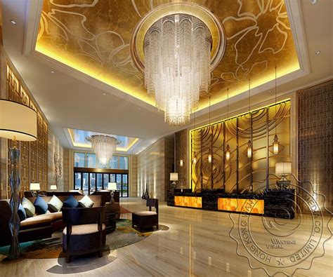 European Style Hotel Lobby Interior Rendering Design，best