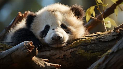 Sleeping Giant Panda Baby Generative Ai Stock Photo Image Of Tourist