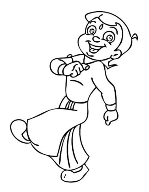 Coloring Pages Cute Chota Bheem The Protector Coloring
