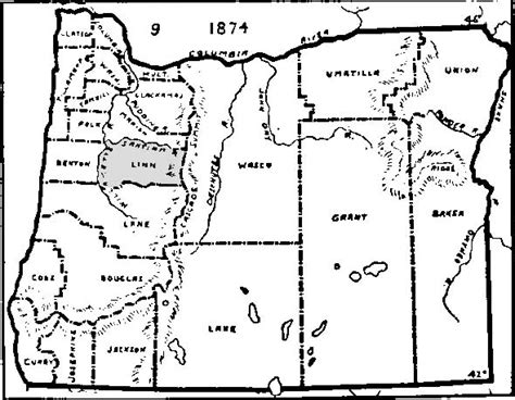 Oregon Counties Map 1874 Linn Genealogical Society