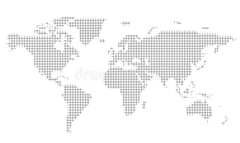 Minimalist Straight Line Map Of The World Vector Background Stock