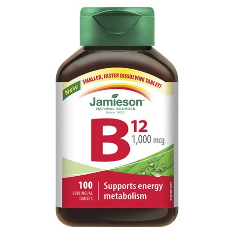 Jamieson Vitamin B12 1000 Mcg Methylcobalamin Sublingual Tablets 100s