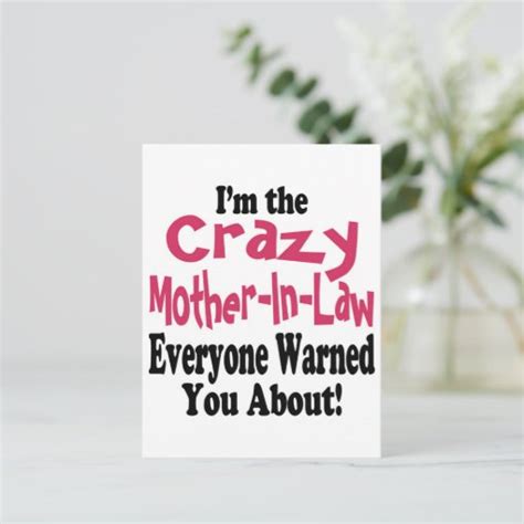 crazy mother in law postcard zazzle