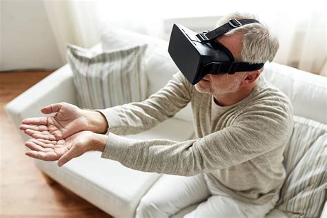 Old Man In Virtual Reality Headset Or 3d Glasses Ictandhealth