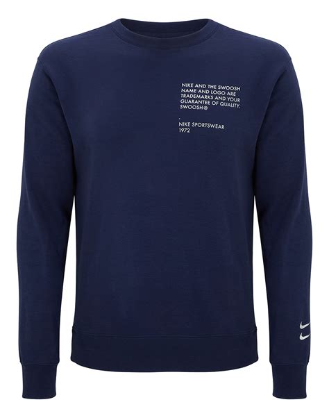 Nike Mens Swoosh Crew Neck Sweatshirt Navy Life Style Sports Ie