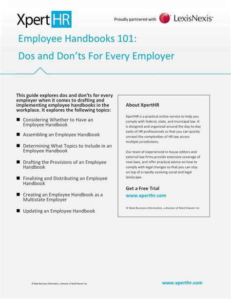 Employee Handbooks 101 Dos And Donts For Every Employer Docslib