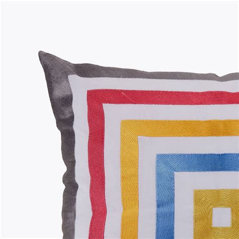 Trina Turk Residential Satin Stitch Embroidered Linen Throw Pillow