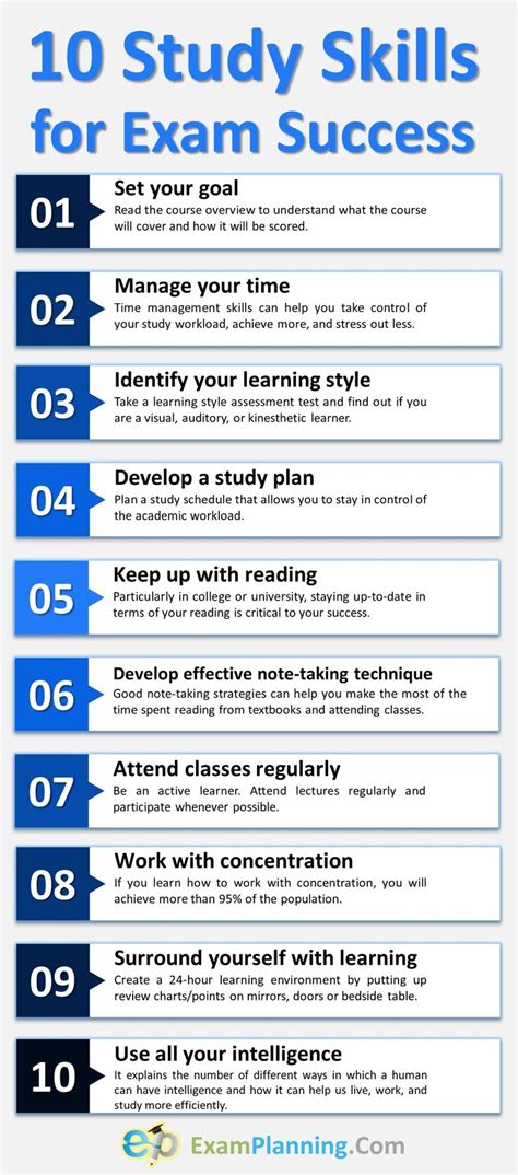 10 Study Skills For Exam Success Teaching Study Skills Study Skills