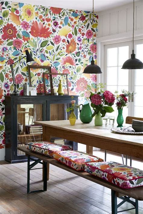 A Bold And Bright Floral Wallpaper Can Make A Fun Feature Wall In A