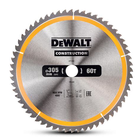 Dewalt Dt1960 Qz 305mm 12 60t Construction Circular Saw Blade