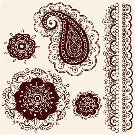 Henna Tattoo Paisley Flower Doodles Vector — Stock Vector © Blue67 8693111