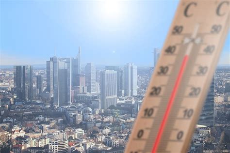 Thermometer Summer Heiss City Frankfurt Heat Sun Temperature