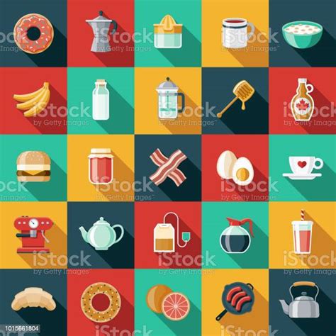 Breakfast Flat Design Icon Set Stock Illustration Download Image Now