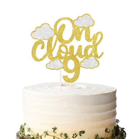 On Cloud 9 Cake Topper Glitter Nine Cake Decor Happy 9th Birthday