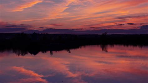 Download Wallpaper 1920x1080 Lake Sunset Landscape Twilight
