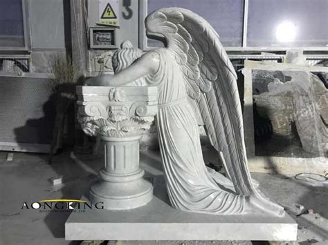 Kneeling Angel Sculpture Marble Art Decorhand Craft Statue