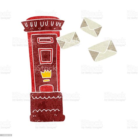 Freehand Retro Cartoon British Post Box Stock Illustration Download