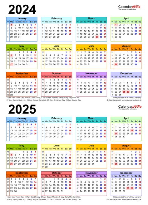 2024 And 2025 Calendar With Holidays