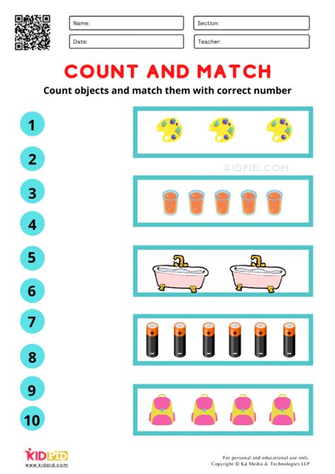 Count And Match Worksheets For Preschoolers Kidpid