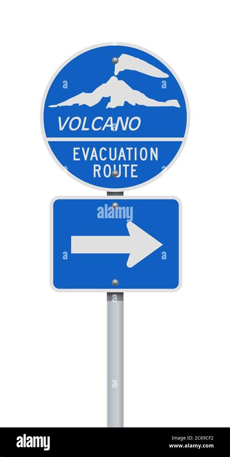 Ilustraci N Vectorial De La Ruta De Evacuaci N Del Volc N Se Ales De Carretera En El Poste
