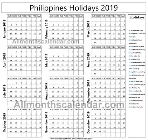 Philippines Holiday List 2019 Philippine Holidays Holiday List