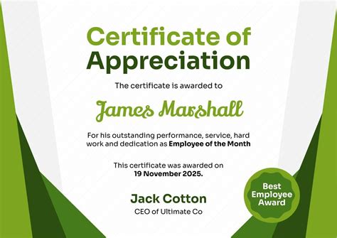 Employee Of The Month Award Free Certificate Template Piktochart