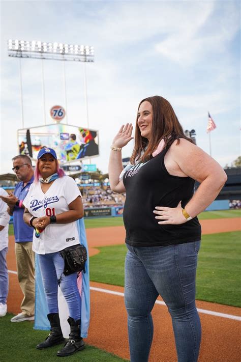 chloe cororan of being trans honored at la dodgers pride night event