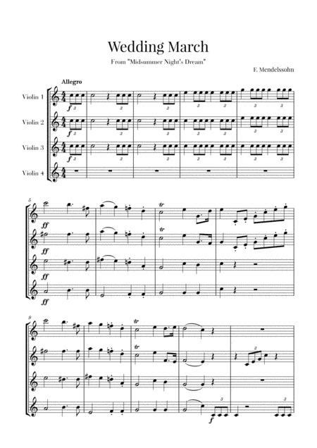 We have something for everyone from beginners to experienced players. Wedding March For Violin Quartet Mendelssohn Sheet Music PDF Download - freesheetmusic.digital