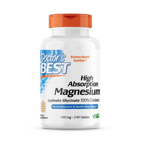 Doctors Best High Absorption Magnesium Tablets 100 Mg 240 Ct