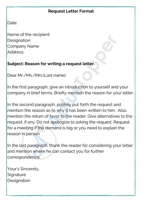 Request Letter Format Template And Samples Request Letter For