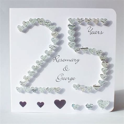 25th Wedding Anniversary Card Silver Wedding Anniversary Etsy Uk