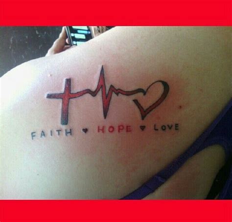 Heart Beat Of Faith Hope And Love On Shoulder ~tattoos