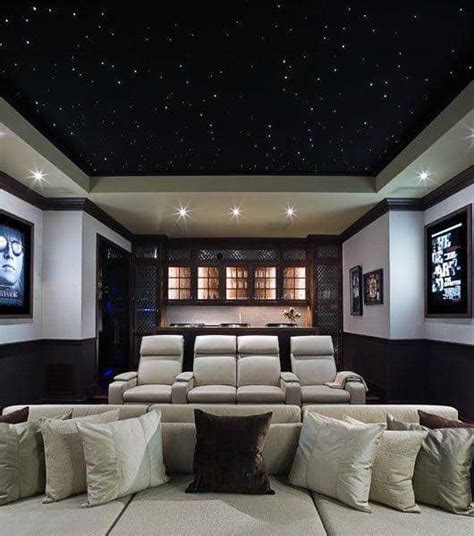 Includes 4 large theater seats with beverage storage, red carpet, projector screen and a sound system that will. 80 Home Theater Design Ideas For Men - Movie Room Retreats