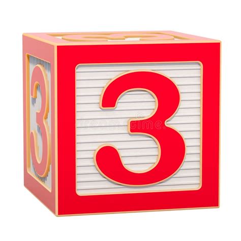 Abc Alphabet Wooden Block With Number 3 3d Rendering Stock