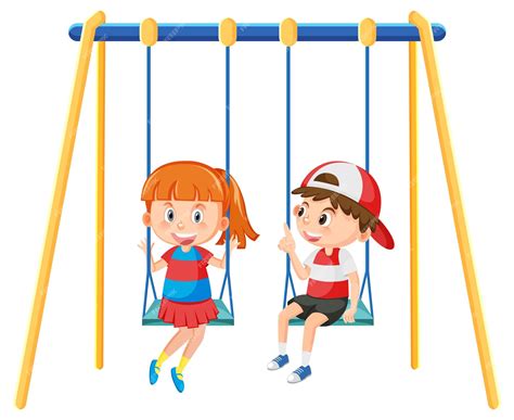 Premium Vector Kid On Swing Set Playground On White Background