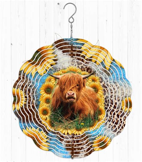 Highland Cow Sunflower Sunflowers Country Farm Cows 3d Metal Etsy