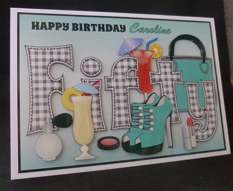 50th Birthday Card Personalised Female 50th Card Handmade Etsy