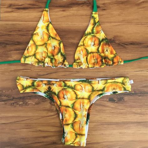 Pacent Pineapple Swimsuit Biquini Women Swimwear Female Sexiezpix Web