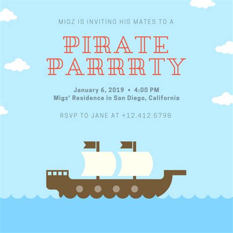 bright map themed pirate birthday party invitation
