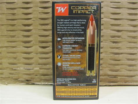 20 Round Box 350 Legend 150 Grain Winchester Copper Impact Lead Free
