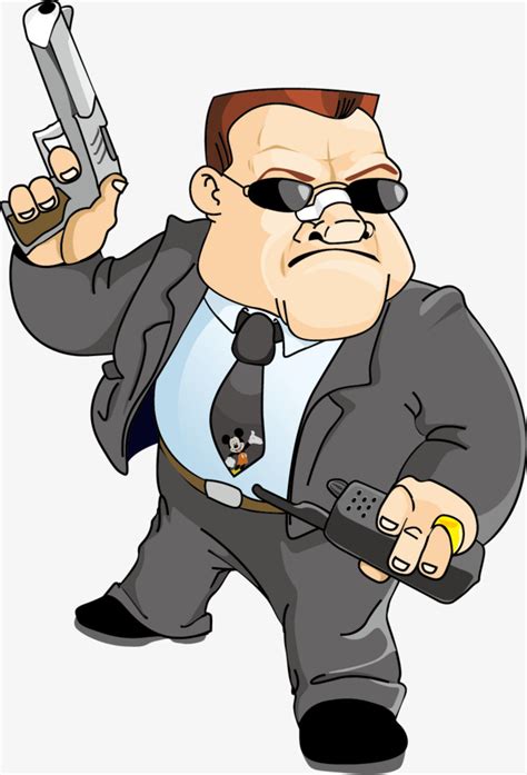 Cartoon Bodyguard Happy Cartoon Illustration Of A Bodyguard Happy And