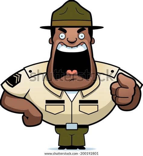 Angry Cartoon Drill Sergeant Yelling Pointing Stock Vector Royalty Free