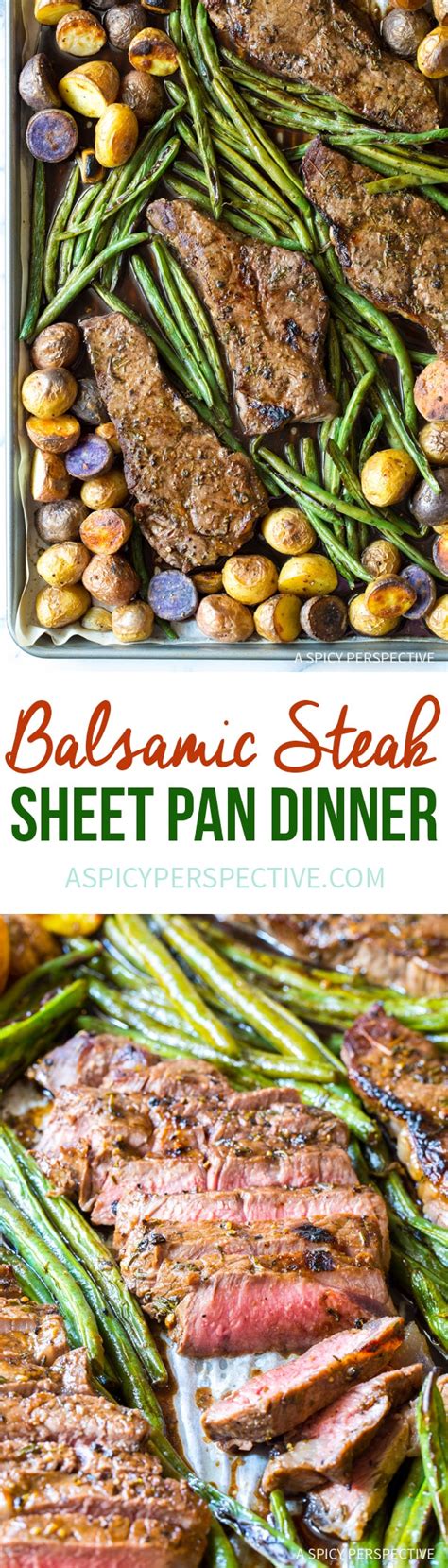 Fresh rosemary goes hand in hand with steak, and the cut veggies are. Balsamic Steak Sheet Pan Dinner - A Spicy Perspective