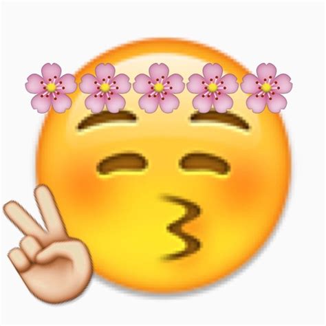 Hippie Flower Headband Peace Sign Kissy Puckered Lips Emoji Peace