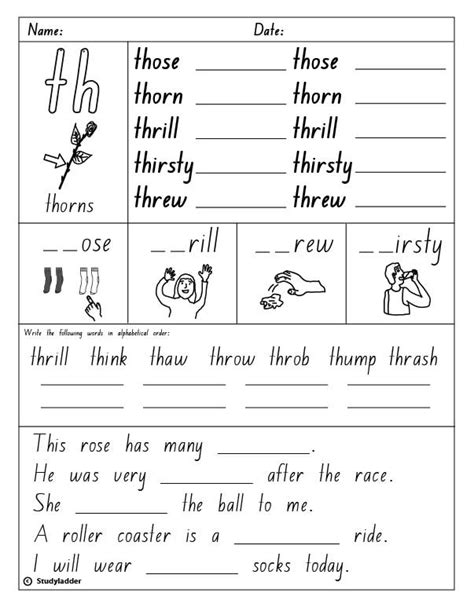 Phonics Sound Digraph Th Word List For Kindergarten And Grade 1 Images