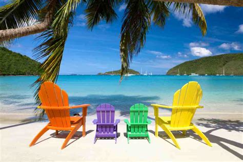 Andirondack Chairs At A Beach In The Caribbean Home Furniture Design