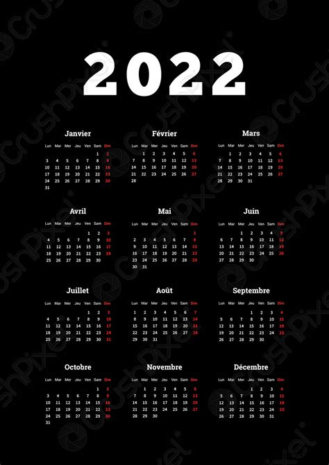 Calendrier Simple 2022 Calendrier Mensuel 2022