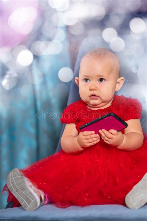 Little Baby Girl Celebrating Her First Birthday Stock Photo Image Of